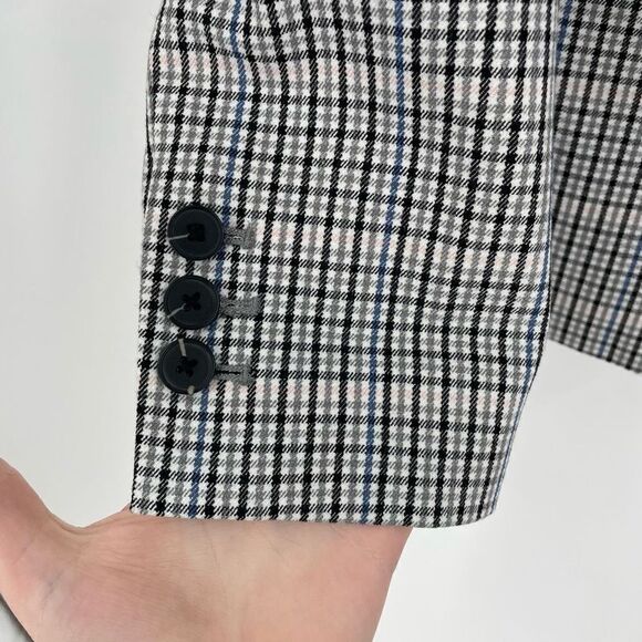A New Day Womens Plaid One‎ Button Long Sleeve Lined Blazer Jacket Gray Size 2 - Picture 7 of 12